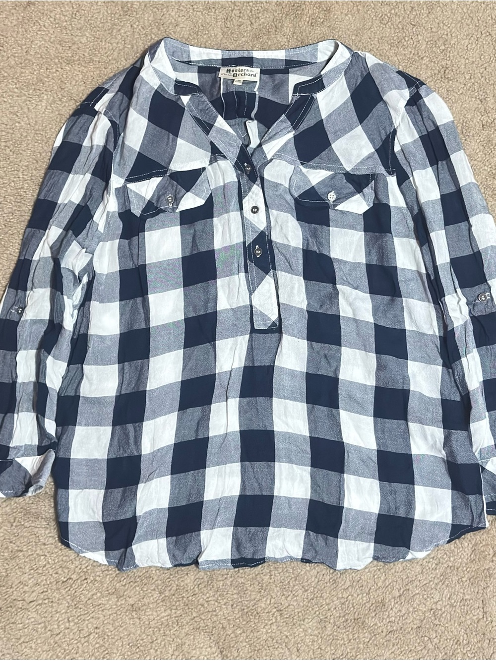 Hester & Orchard Black & White Plaid Flannel Shirt Women’s SIZE M